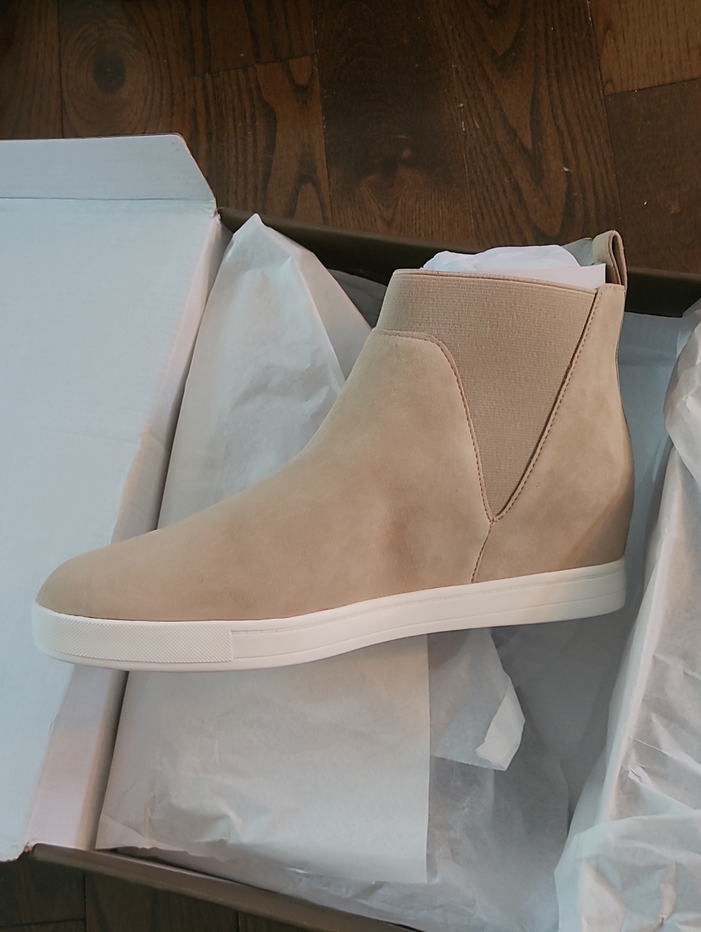 New Linea Paolo Ari Sneaker Boot Suede Wedge Women's - Beige Size 9